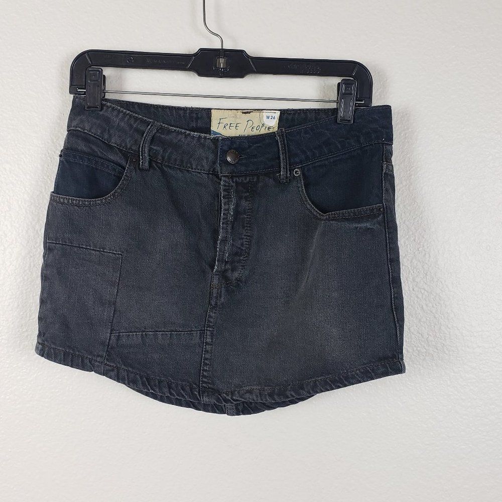 Free people patchwork block denim skirt 26